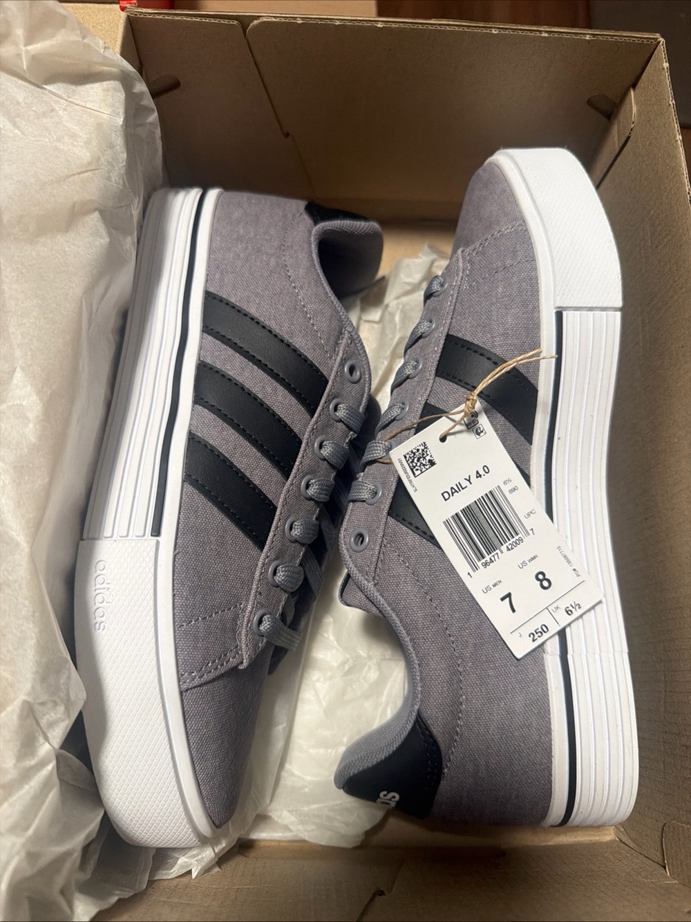 Adidas Daily 4.0 Grey Black Men 7 Women 8